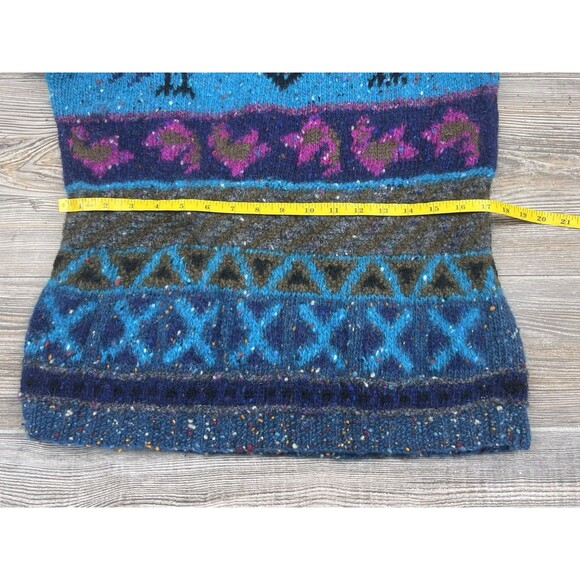 VTG 90s Segrets Sun Prints Women's Wool Bird Speckled Chunky Knit Sweater Sz L - Picture 6 of 10
